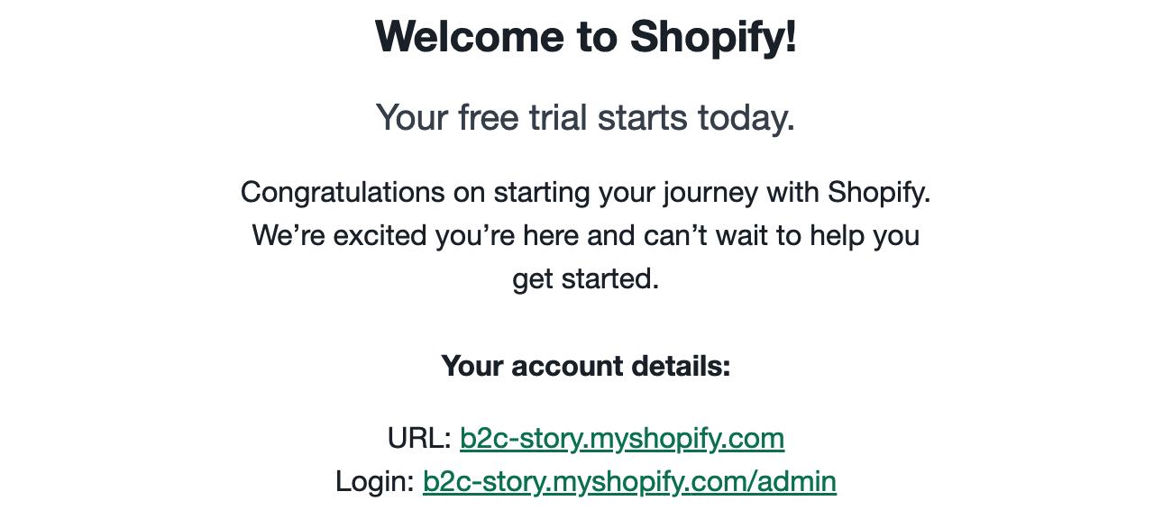 Shopify 官方的欢迎邮件