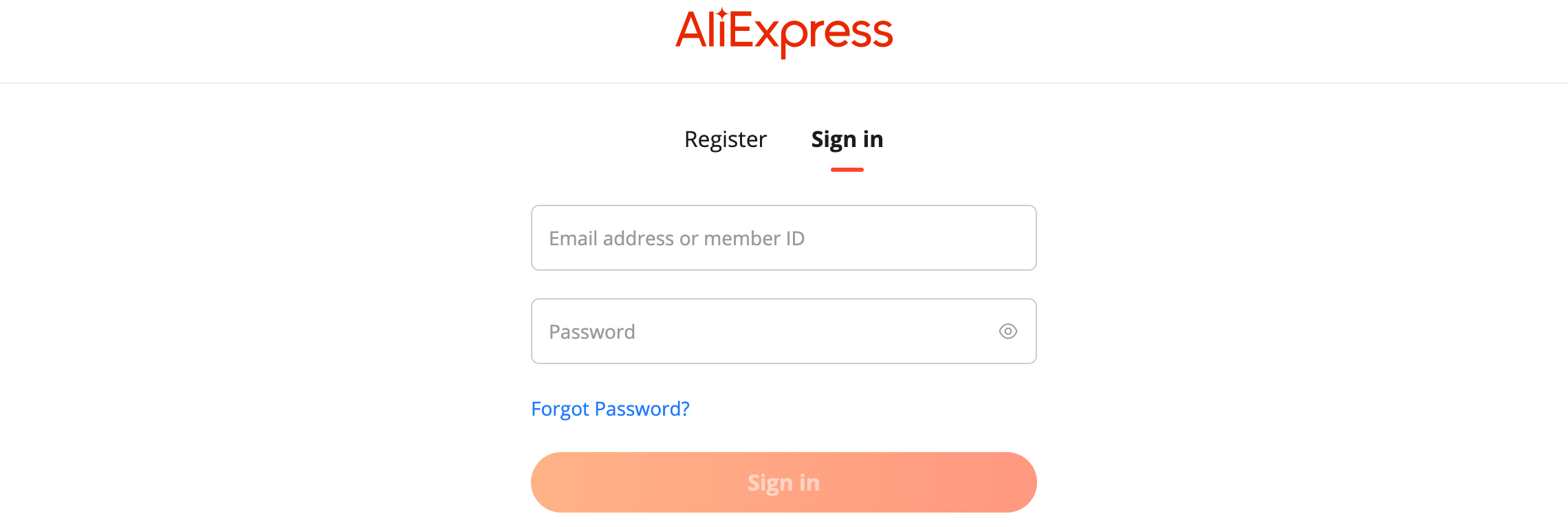 登录 AliExpress 账户
