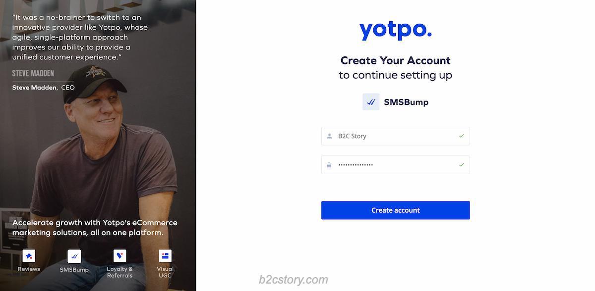 创建一个 Yotpo 账户