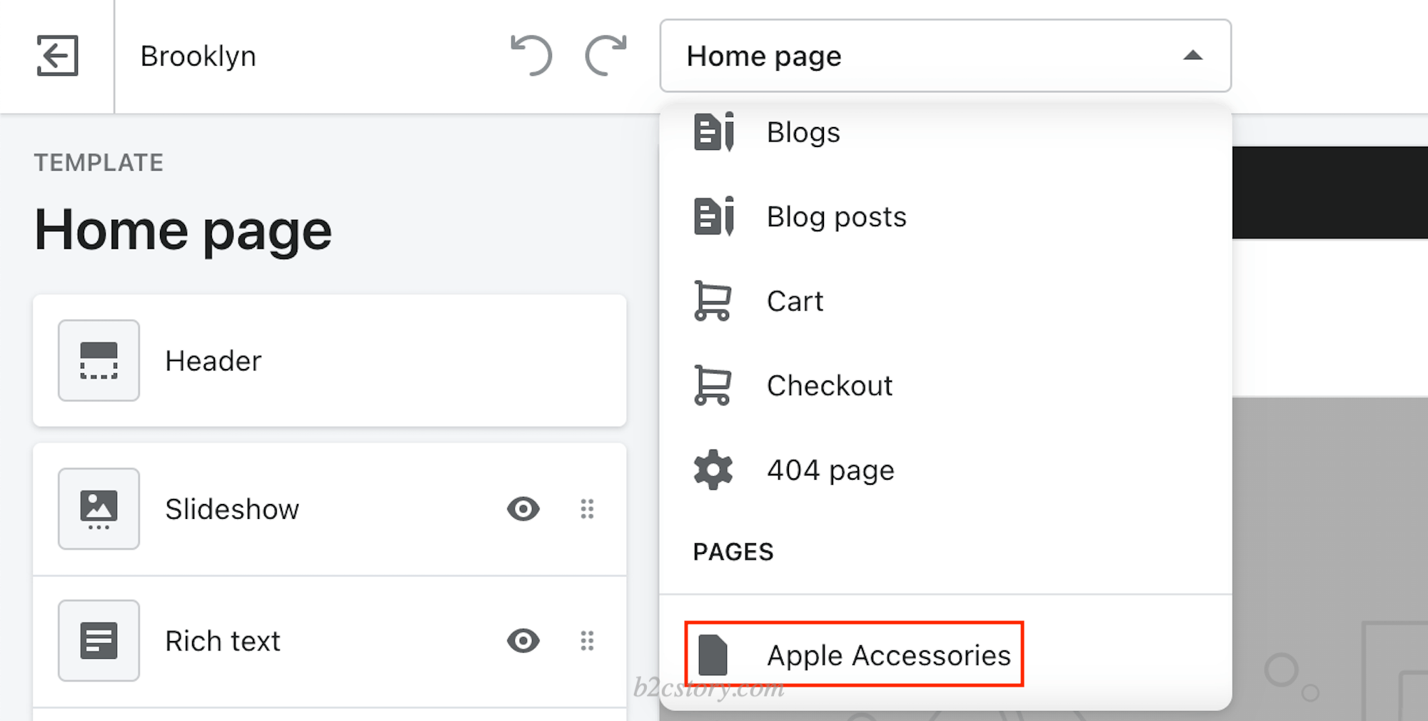 选择 Apple Accessories 页面进行自定义设置